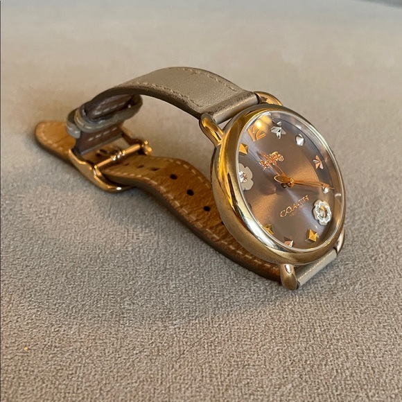 Coach Taupe Leather Strap Watch with Grey Sunray Dial - Picture 2 of 12